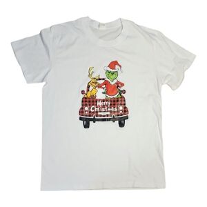 Grinch & Max "Merry Christmas" Plaid Car Tee – Size Medium – New Without Tags